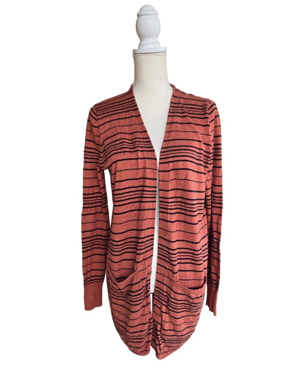 Billabong "Worth It" Striped Open Front Cardigan Sweater Women's Medium